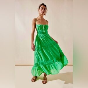 NWT Free People Lively Ivy Green Taking Sides Maxi Dress Medium